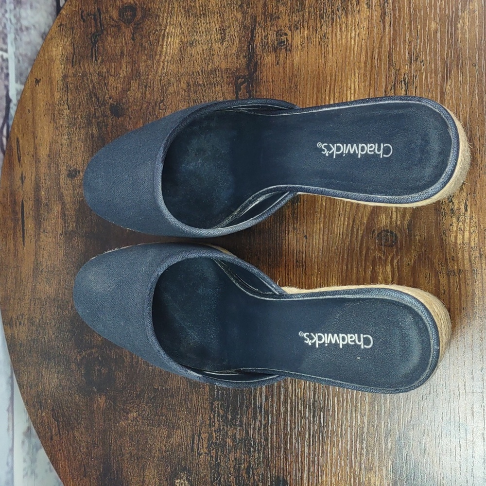 Chadwick's Canvas Espadrille Wedge Heel Mules - Picture 6 of 12